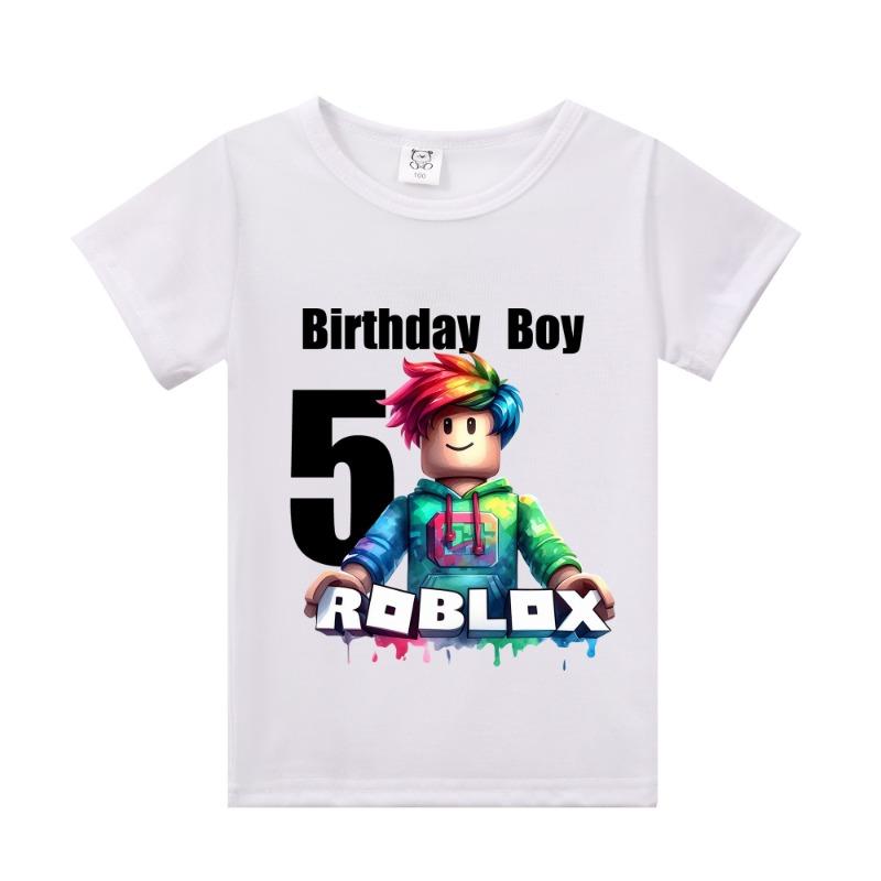 Neue Roblox Kinder T-Shirts Cartoon Geburtstag Zahl Grafik T-Shirts Jungen Mädchen Freizeit Kurzarm Oberteile Sommer Kinderkleidung