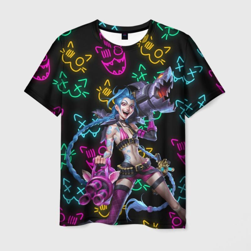 Cartoon Anime Arcane League Jinx Graphic 3D Printed T-shirt Men Women Short Sleeve O-Neck Tee Shirt Casual Harajuku Top Clothing