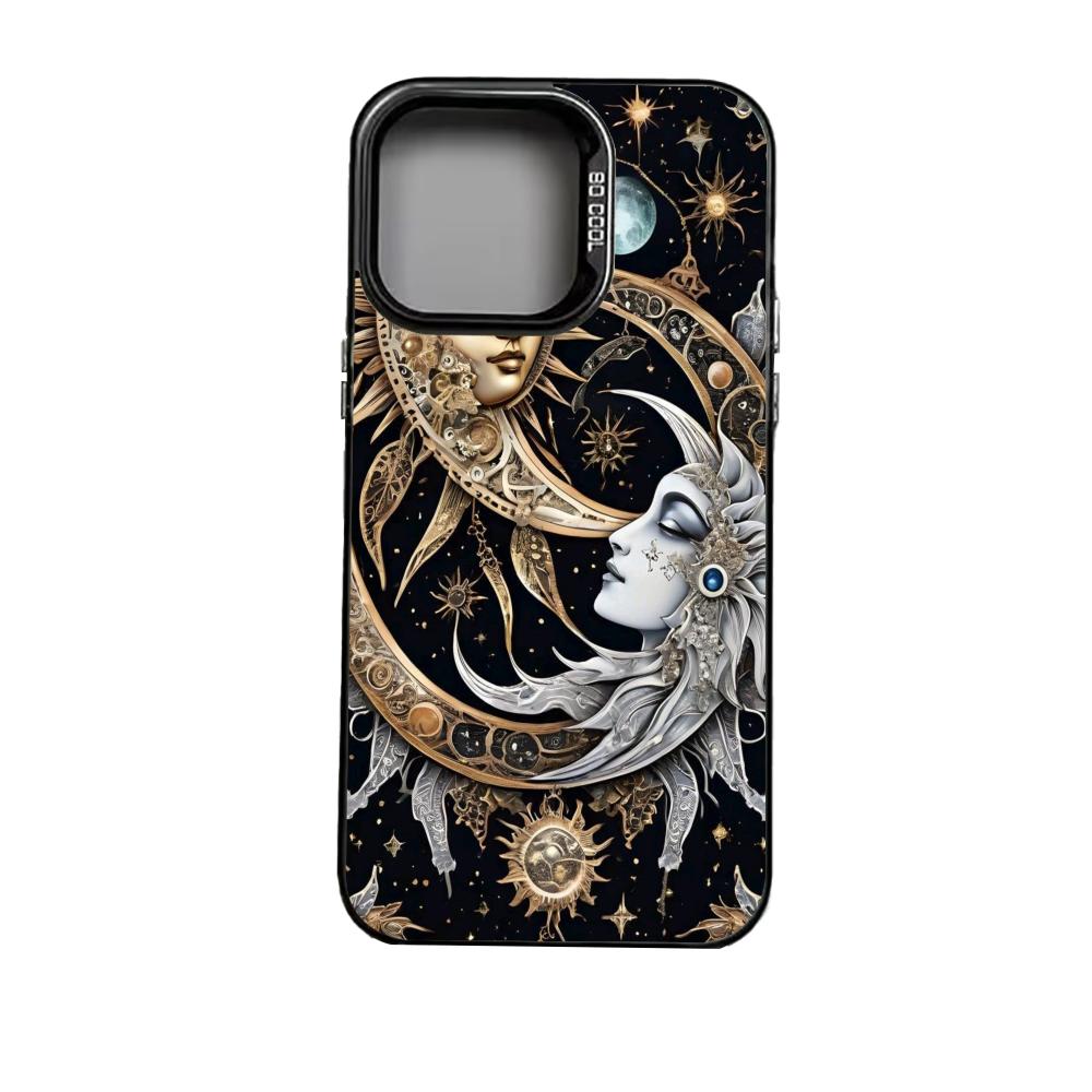 Retro Star Moon Pattern Phone Case Suitable for iPhone 17 16 15 14 13 12 11 Pro/Max/Plus Anti Drop and Anti Shock Back Cover
