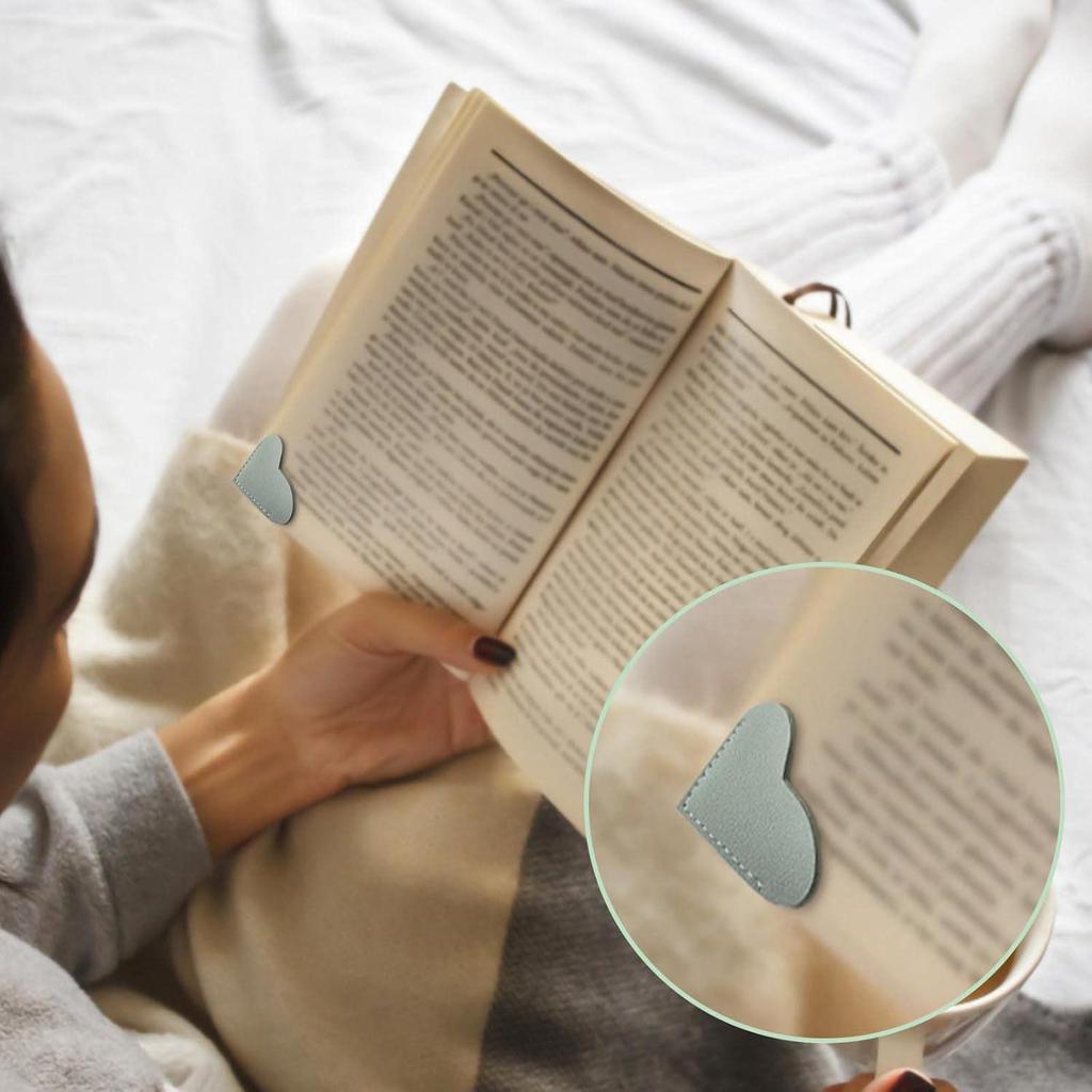Heart-Shaped Leather Bookmark: Mini Portable Page Clip & Book Corner Protector