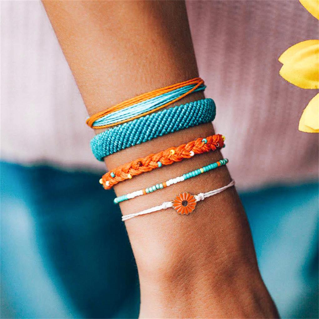 1 Set Bohemian Bracelet Comfortable Drawstring Beaded Bracelet for Women