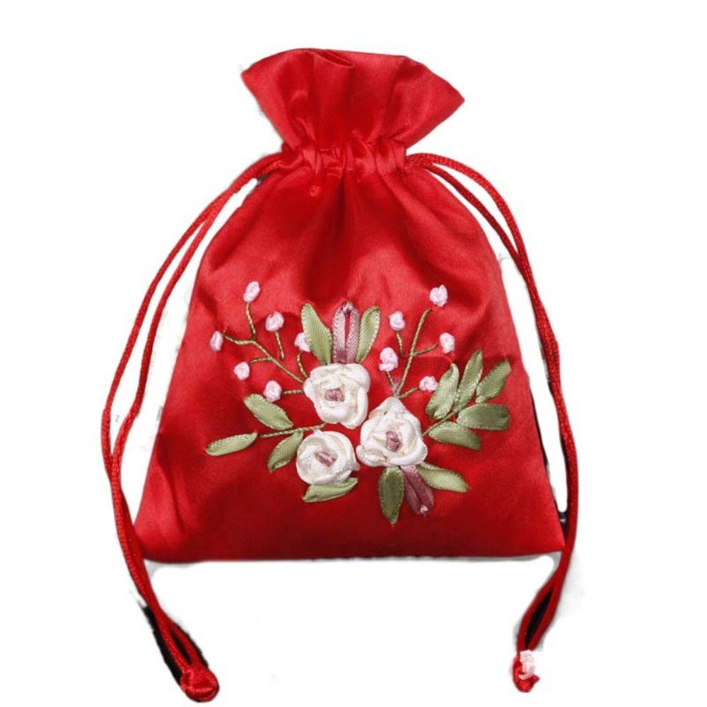 Candy Bag Embroidery Flower Drawstring Bag Perfume Spice Bag Cloth Storage Bag  Ladies
