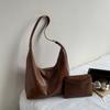 Leather Hobo Bag with Matching Clutch Large Capacity Fashion Shoulder Bag Set