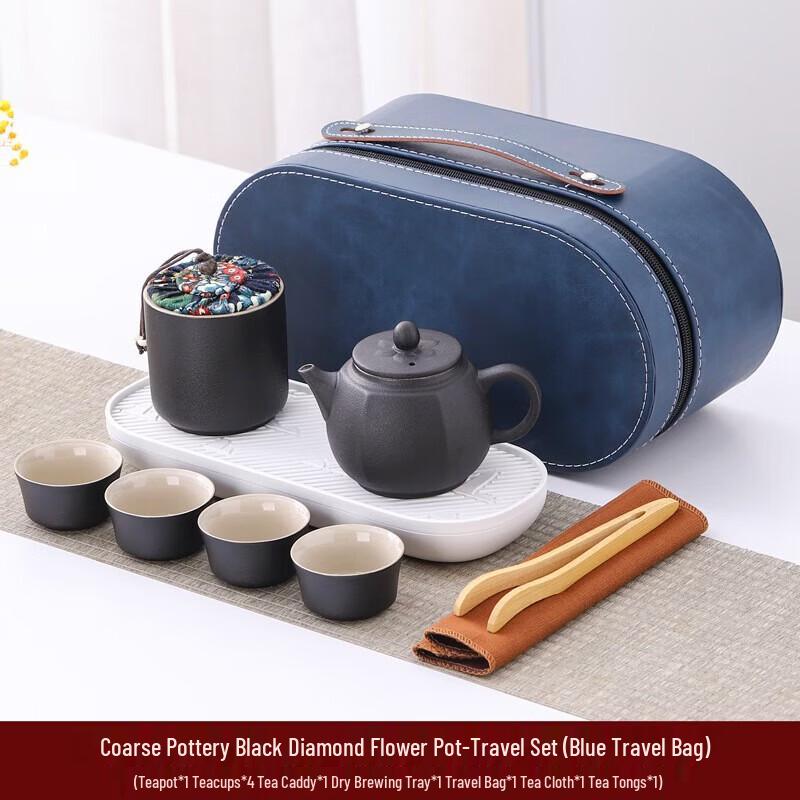 Portable Black Ceramic Kung Fu Tea Set