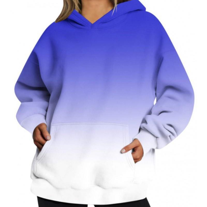Womens Oversized Hooded Sweatshirt With 3D Print Long Sleeve Loose Fit Casual Top