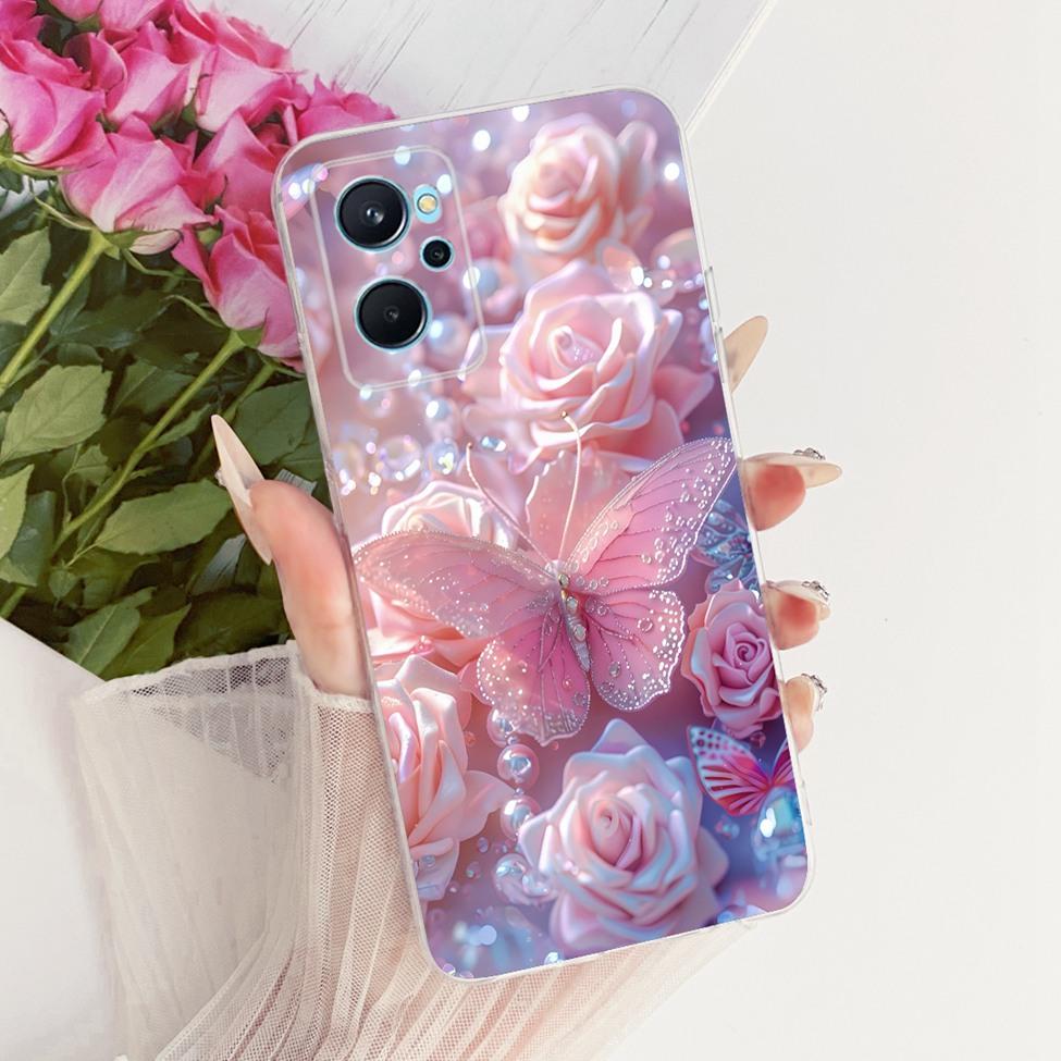 For Realme 9i 4G Case RMX3491 Transparent Cute Cat Fashion Butterfly Funny Painted Casing For Real me 9i 4G Cover