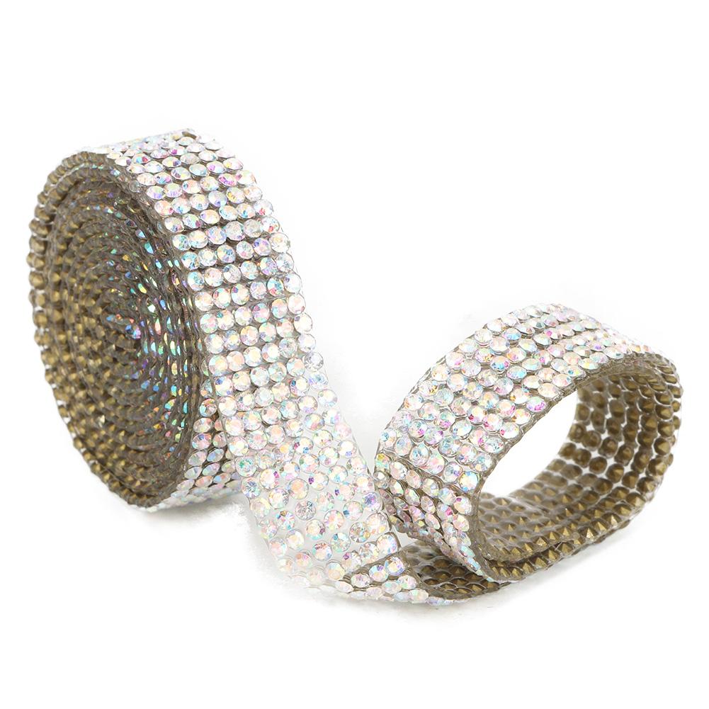 1m Strass Glasgewebe Band Eisen auf Aufnäher Brautkleid Schuhe Besatz (  Farbe)