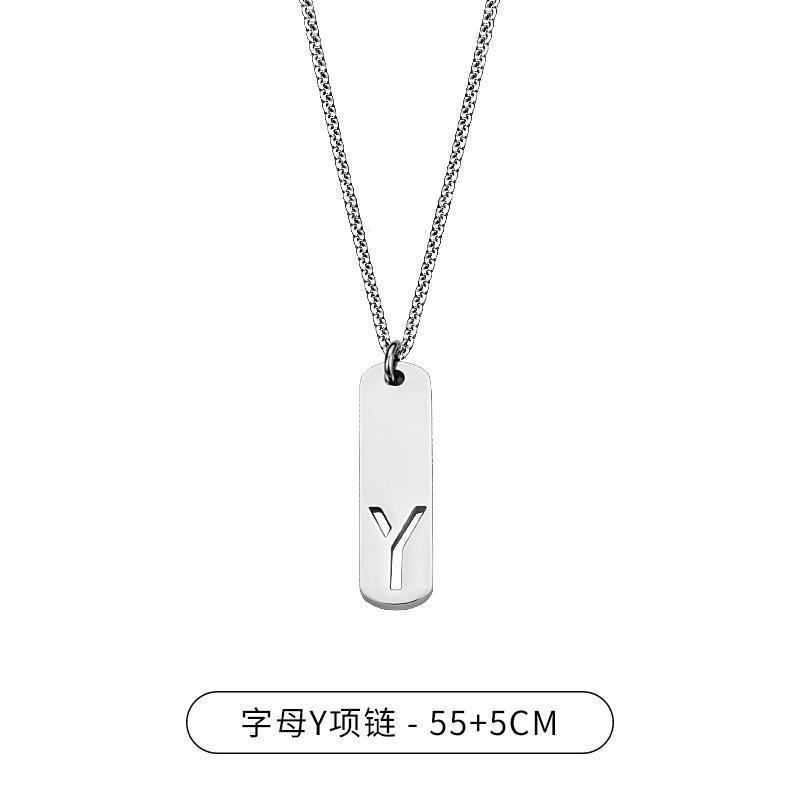 HNSP 316L Stainless Steel Initial Pendant Chain Necklace For Men Letter Tags  Accessories