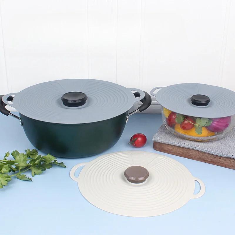 1pcs Silicone Lids Set with Double Handle Pot Lid Heat-Resistant Microwave Splatterproof Cover Reusable for Bowls Plates Pans