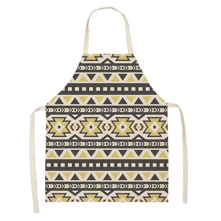Mandala Geometric Printed Apron for Woman Home Cooking Baking Coffee Shop Cleaning Kitchen Cotton Linen Bibs