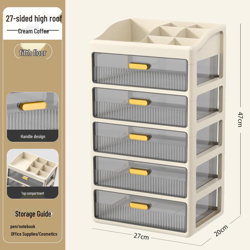 Multi-layer Desktop Organizer: Drawer-Type Storage Box for Office Supplies, Stationery, and Cosmetics
