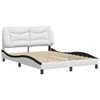 Bed Frame Without Mattress  Hvar  White and Black 120x200 Cm Faux Leather