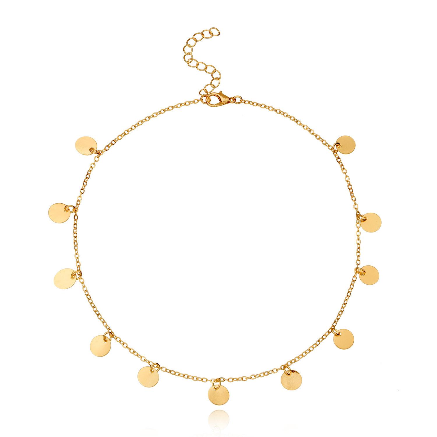 

Europe, America, simple and fashionable round geometric sequin necklace women, spring and summer versatile personalized metal necklace срібний