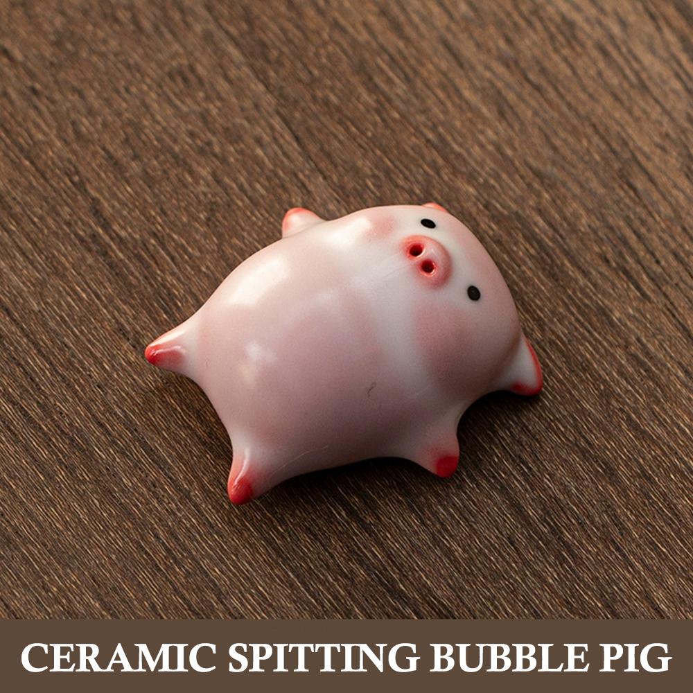 Ceramic Tea Pet Pig Statue Accessories Mini Animal Figurine Tabletop Ornament Sculpture for Tea House Gongfu Tea Decoration