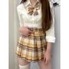 Full JK Uniform & Skirt: Pure Desire Hot Girl Waist-Hugging Shirt with Academy Style Plaid Pleated Skirt.
