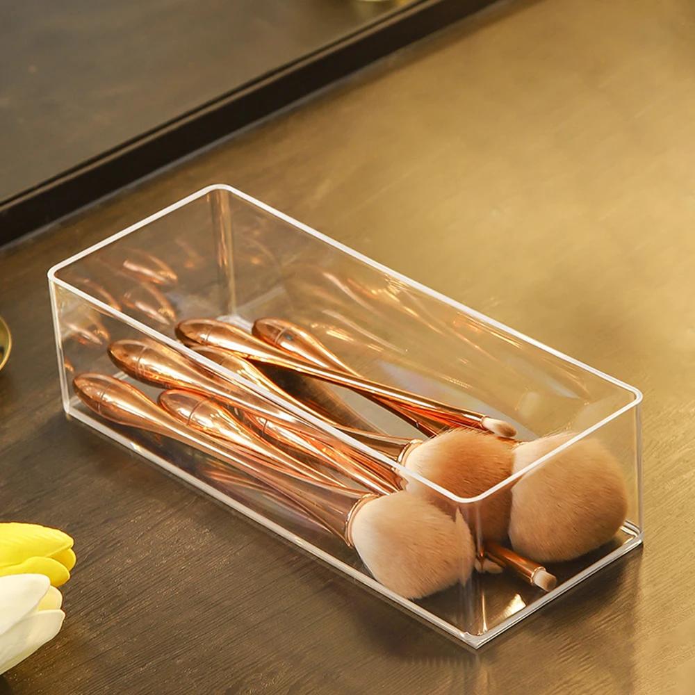 Clear Acrylic Makeup Layered Storage Box Dressing Table Cosmetic Lipstick Finishing Grid Box Desktop Drawer Storage Compartment