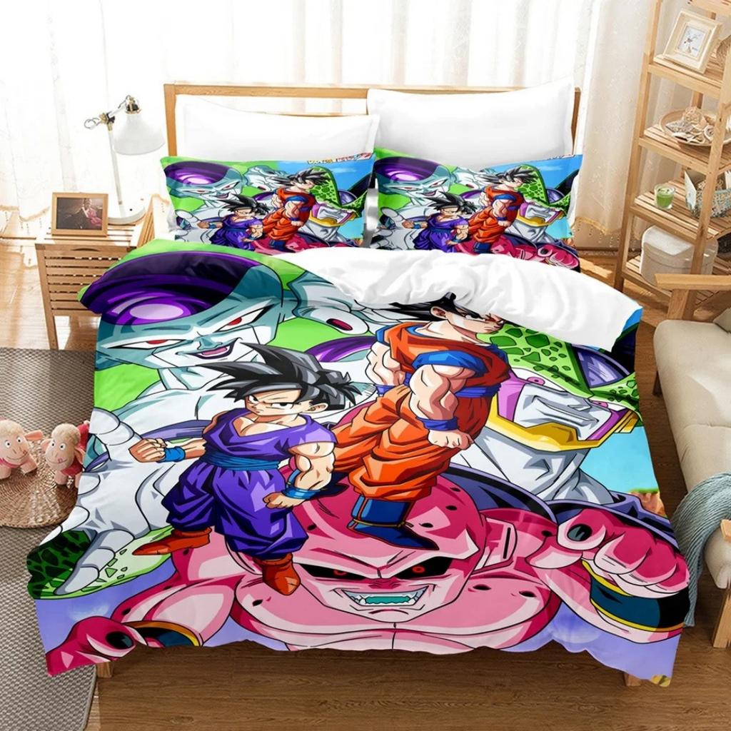 Japanese Anime Dragon Ball Bedding Set Goku Duvet Cover Comforter Bedclothes Single Twin Full Queen Size 3D Kids Adult Boys Gift