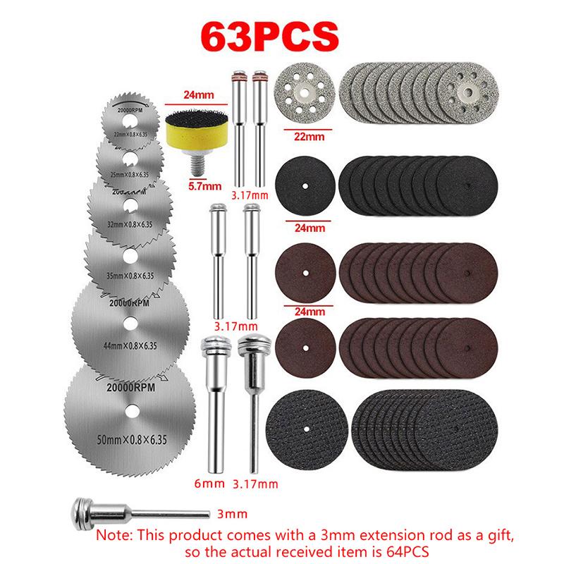 31Pcs Diamond Cutting Discs Sanding Grinding Wheel Circular Saw Blade Woodworking Metal Dremel Mini Drill Rotary Tool Access