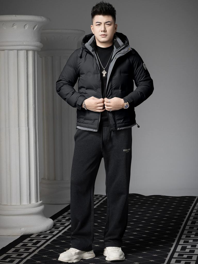 European-Style Hooded Down Jacket for Men, Winter 2025 New Trendy Brand, Heat-Sealed Warm and Cold-Proof Short Duck Down Coat