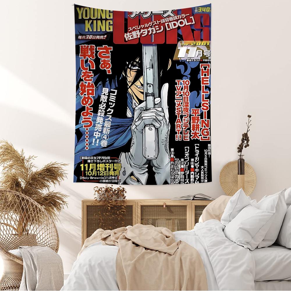Hellsing Game Anime Tapestry Hippie Flower Wall Carpets Dorm Decor Wall Hanging Home Decor
