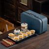 New Chinese Ru Kiln Travel Tea Set Outdoor Portable National Style Retro Ancient Rhyme Kung Fu Tea Pot Business Gifts