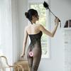 Sex clothes hanging neck exposed chest sexy open tight one-piece mesh stockings full body black silk temptation passion