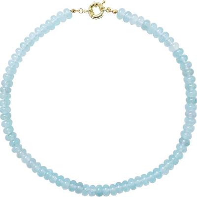 Collana Choker con Perle Rondelle Acquamarina – Chiusura Dorata Pietra Naturale Gioielli Boho per Donna, Delicato Regalo Estivo
