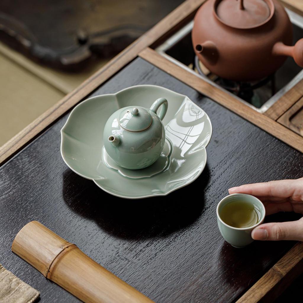 Banana Moon Ceramic Tea Coaster & Snack Plate Set - Gaiwan Pot Mat & Tea Ceremony Accessories
