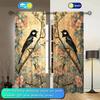 2 Pieces of Retro Flower and Bird Painting Curtains Suitable for Family and Friends   Sunshade and Privacy Protection Curtains