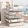 Simple Large Capacity Desktop File Tray Transparent Stackable Paper Holder Shelf A4 Document Paper Organizer Home Office