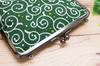 Kyosuke Made in Japan Slim Goshuincho Case with Clasp Small Item Arabesque Dot Green Closure, Pouch, Pattern,