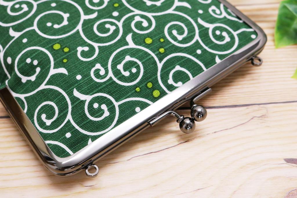 Kyosuke Made in Japan Slim Goshuincho Case with Clasp Small Item Arabesque Dot Green Closure, Pouch, Pattern,