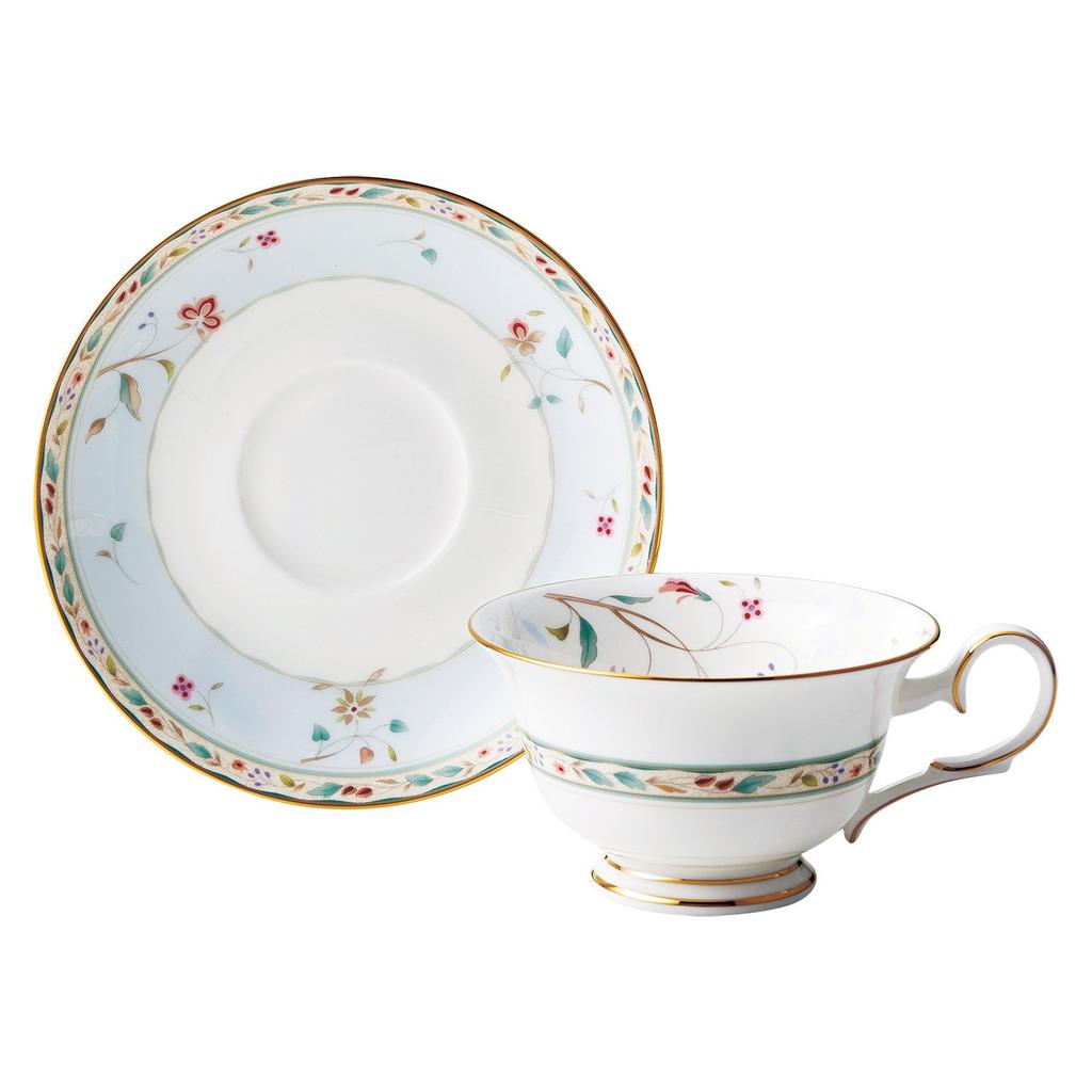 Noritake Cup & Saucer (for both coffee and tea), 215cc, Floral Print, Blue Bone China, T50717A/4409-6