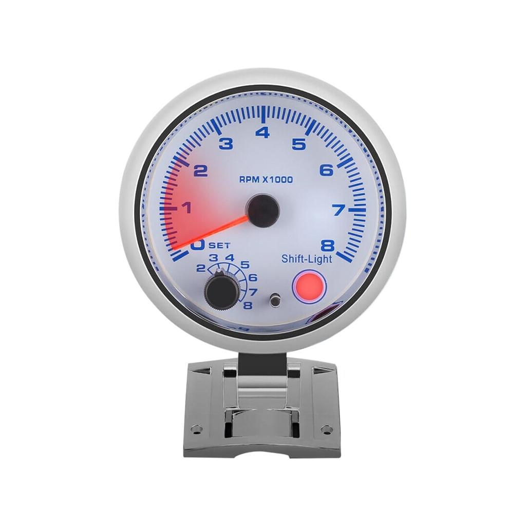GoolRC Tachometer Gauge, 3.75'' Car Universal Silver Tachometer Gauge Blue Inter Shift light 0-8000 RPM, LED Background Light