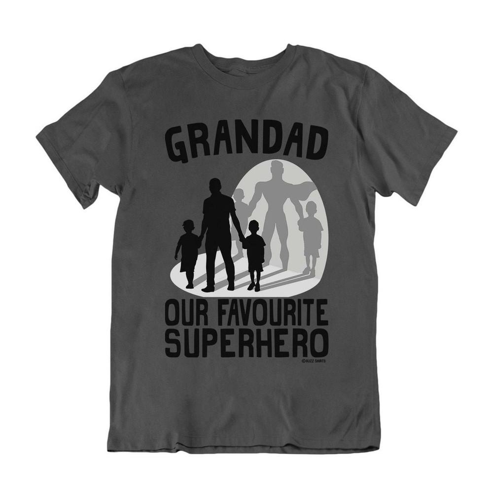 

GRANDAD and GRANDSONS Our Favourite Superhero Mens Christmas TShirt Gift for Him M