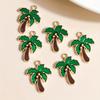 10Pcs Golden Oil Drip Coconut Tree Charms Pendants For Jewelry Making Diy Necklace Earrings Key Chain Accessories