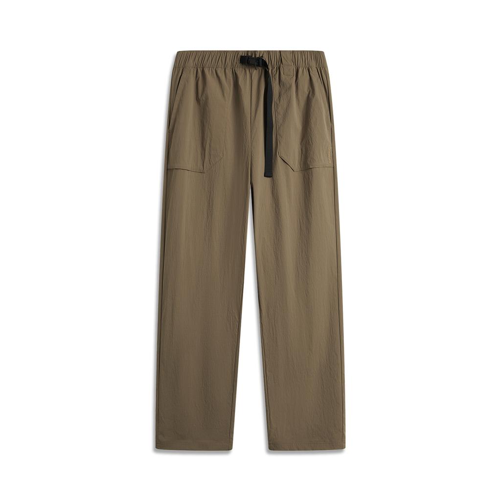 Li Ning Série Lifestyle Sportif Imperméable Couleur Unie Ample Confortable Jambe Large Coupe Droite Taille Moyenne Pantalon Décontracté d'Hiver Homme pantalon AYKUA15-3