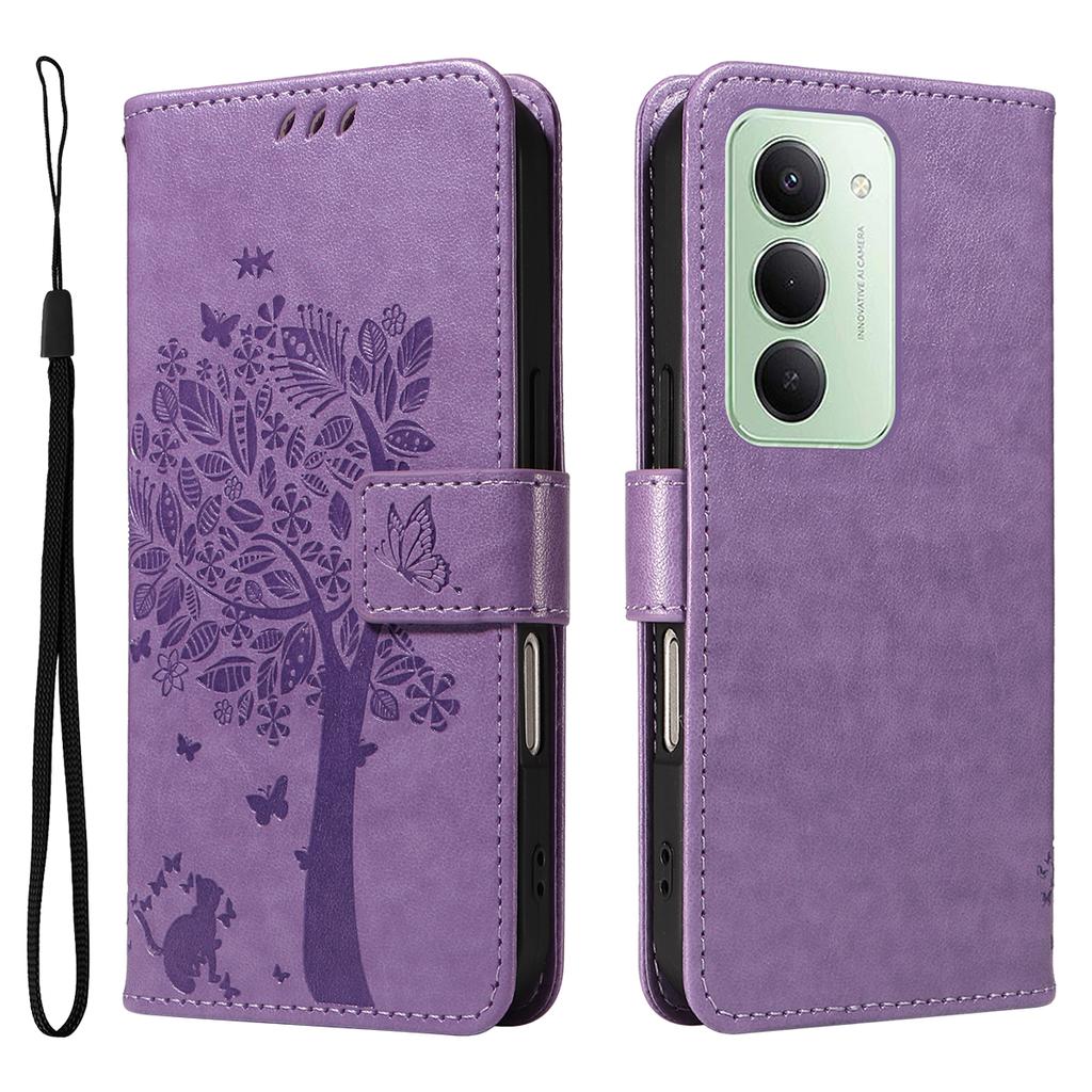 For Xiaomi Redmi 15 5G (Global) (169mm) Phone Case with Stand Cat Tree Pattern Leather Wallet Mobile Cover