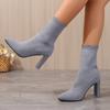 Lucyever Plus Size High Heels Socks Boots for Women Autumn Winter Pointed Toe Stretch Ankle Boots Woman Slip On Short Booties 43