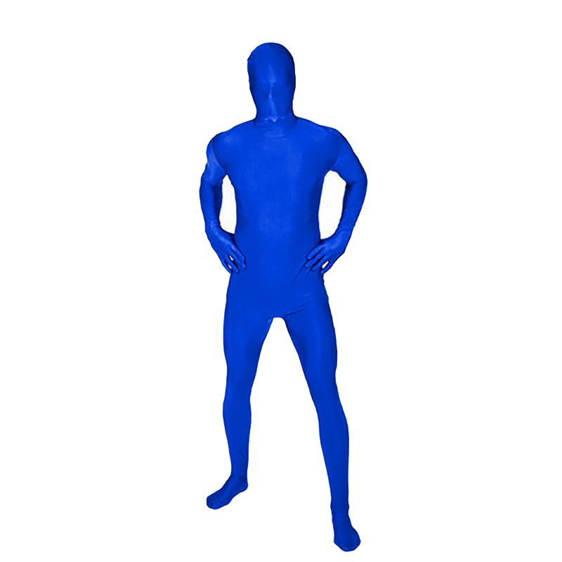 24 Zentai Onzichtbaar Jumpsuit Cosplay Kostuum Bodysuits Halloween Carnaval Huidstrak Pak Spandex Stretch Verdwijnende Jumpsuit 160cm blauw