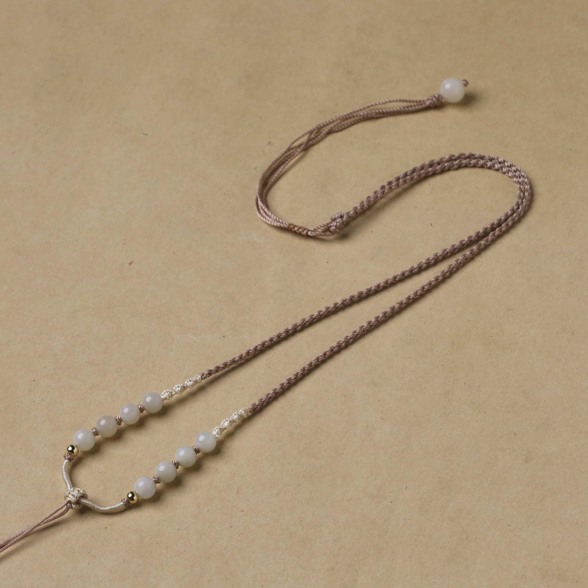 Изысканно плетёное вручную ожерелье-подвеска из нефрита Хэтянь 6mm