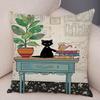 Double Print Cute Elegant Black Cat Cushion Cover Decor Cartoon Animal Pillow Case for Sofa Home Car Soft Plush Throw Pillowcase