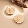 1 Pair Stud Large Round Earrings with Earrings for Women Amber Resin Matte