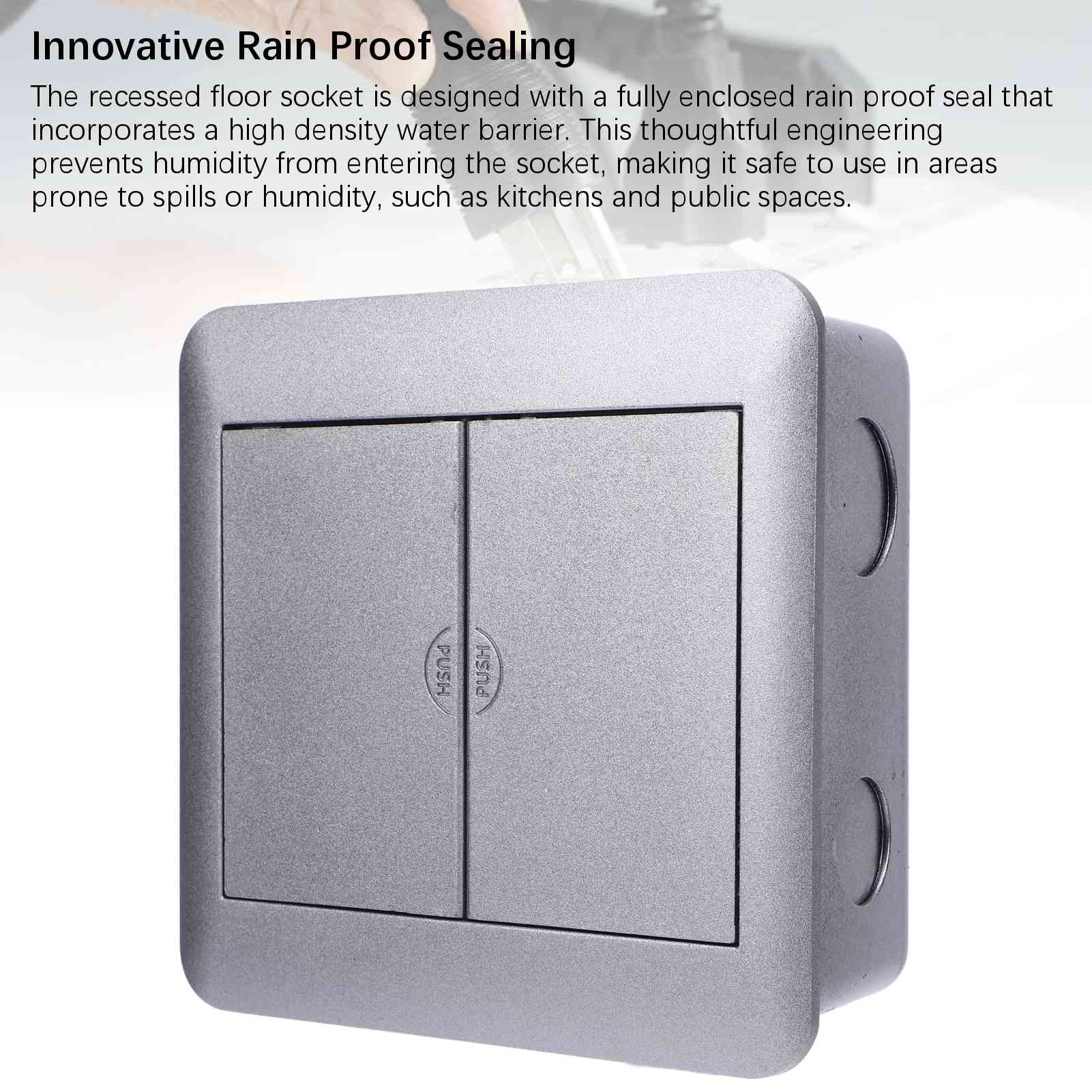 

Embedded Floor Outlet 4000W Silver Color Double Door Multifunctional Embedded Electrical Outlet for