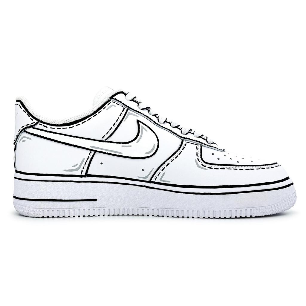 Nike Air Force 1 Slip Resistant Abrasion Resistant Low Top Skateboard Shoes Men's White Black CW2288-111(Team317-)