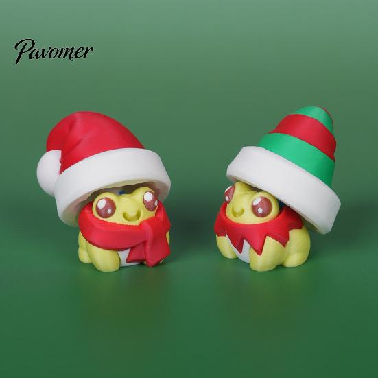 Stress Relief Frog Clicker 3D Printed Christmas Clicker, Santa Hat Finger for Gift Box Relief, Push Button Fidget Toy, Xmas Party Favors Toy