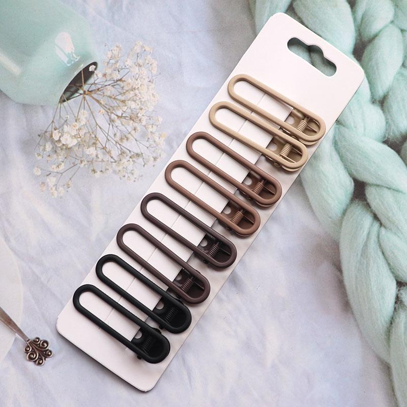 8Pcs/Set Women Girs Vintage Frosted Geometry Hairpins Adult Lovely Alloy Ornamentr Hair Clips Female Fashion Hair Accessories