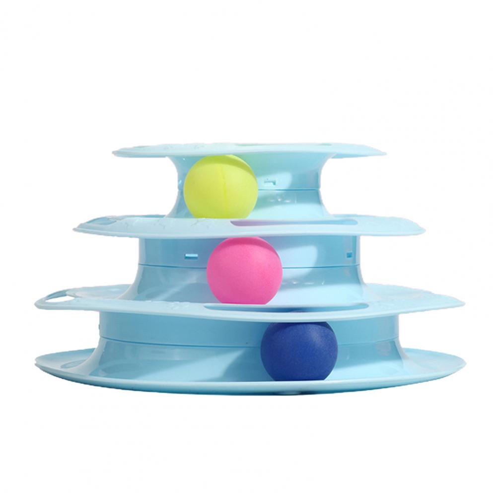 3 Level Cat Toy Tower Tracks Interactive Cat Intelligence Training Amusement Plate Tower Cat Tunnel Tracks Disc Kitten Track Toy