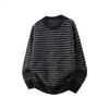 Men's Retro Jacquard Color Block Striped Sweater - Loose Fit Winter Knitwear