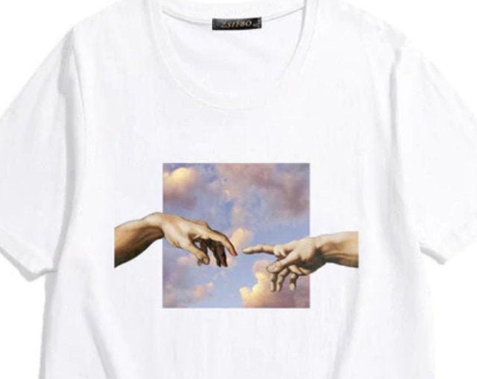 Creation of Adam T-shirt: Michelangelo Art, Unisex Cotton Tee 3XL